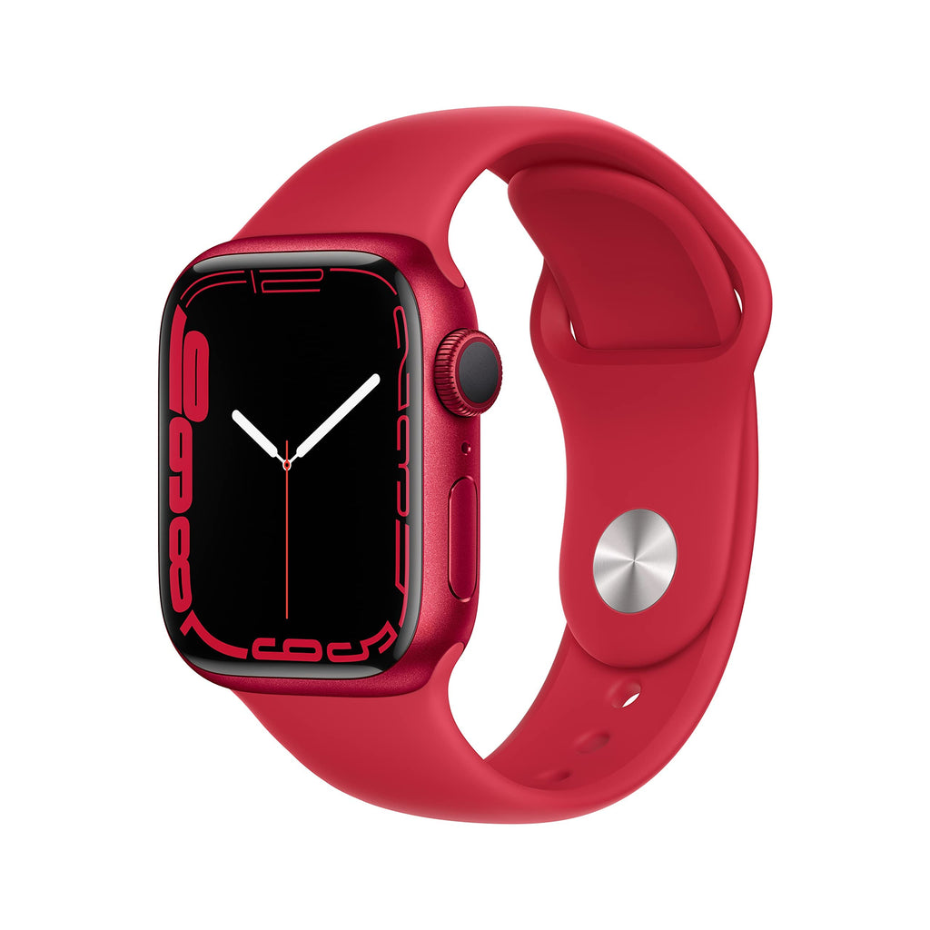 Apple Watch Series 7 (GPS 41MM) - Red Aluminum Case with Red Sport Band (Renewed)