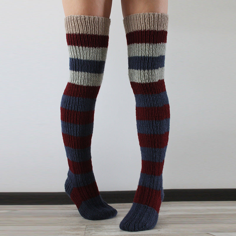 Y2K Striped Long Knee-high Knitted Socks for Women