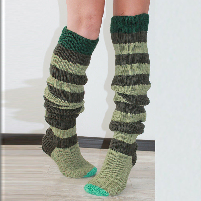 Y2K Striped Long Knee-high Knitted Socks for Women