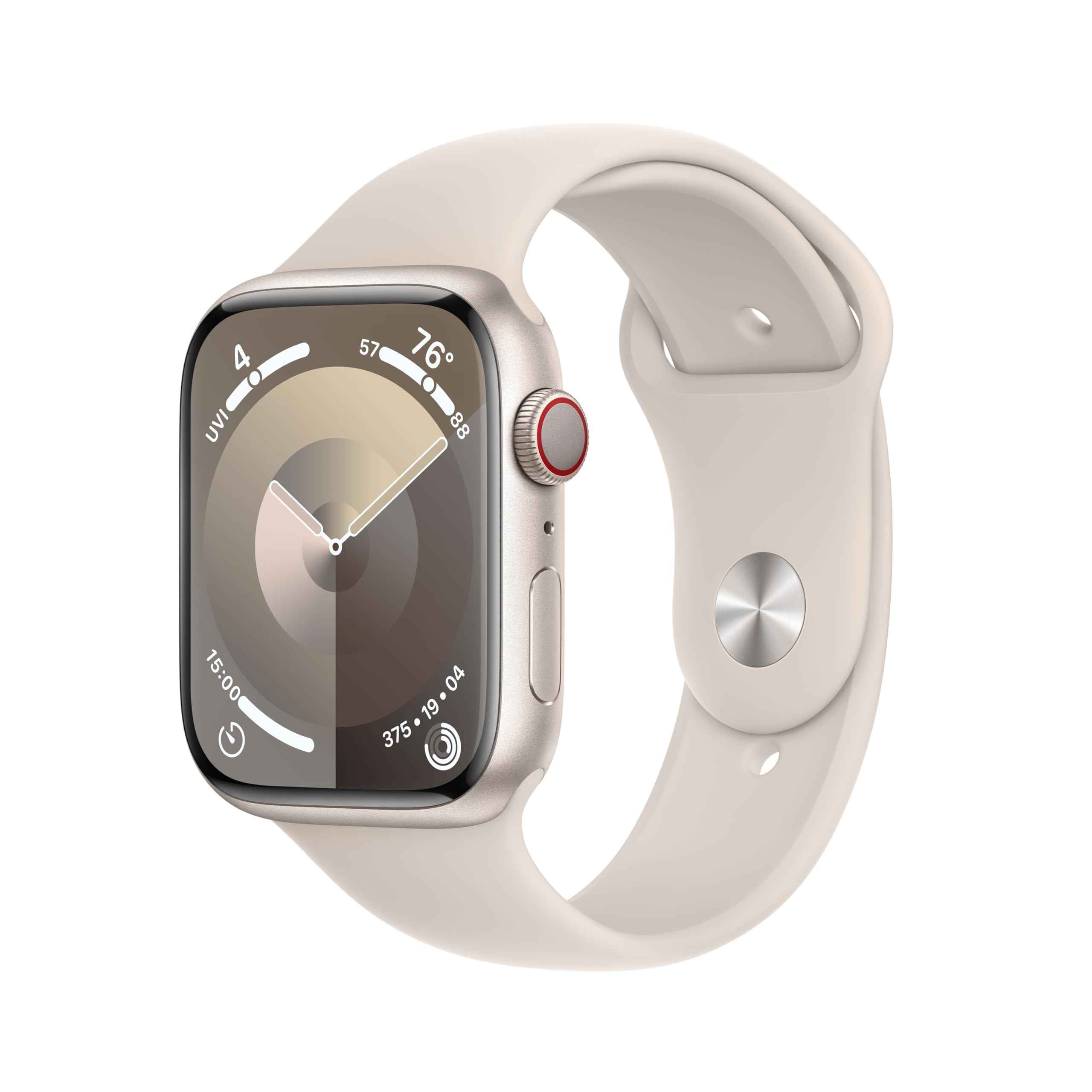 Apple Watch Series 9 [GPS + Cellular 45mm] - Starlight Case with Starlight Sport Band S/M (Renewed)