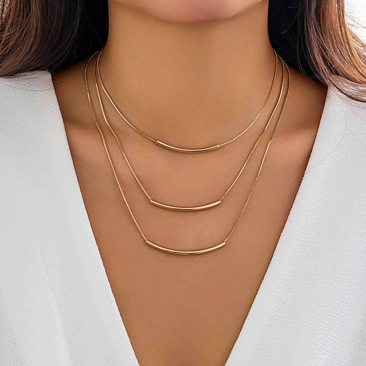 Minimalist Metal Snake Chain Necklace for Layering