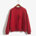 Smiley Text Casual Loose Round Neck Sweater for Women