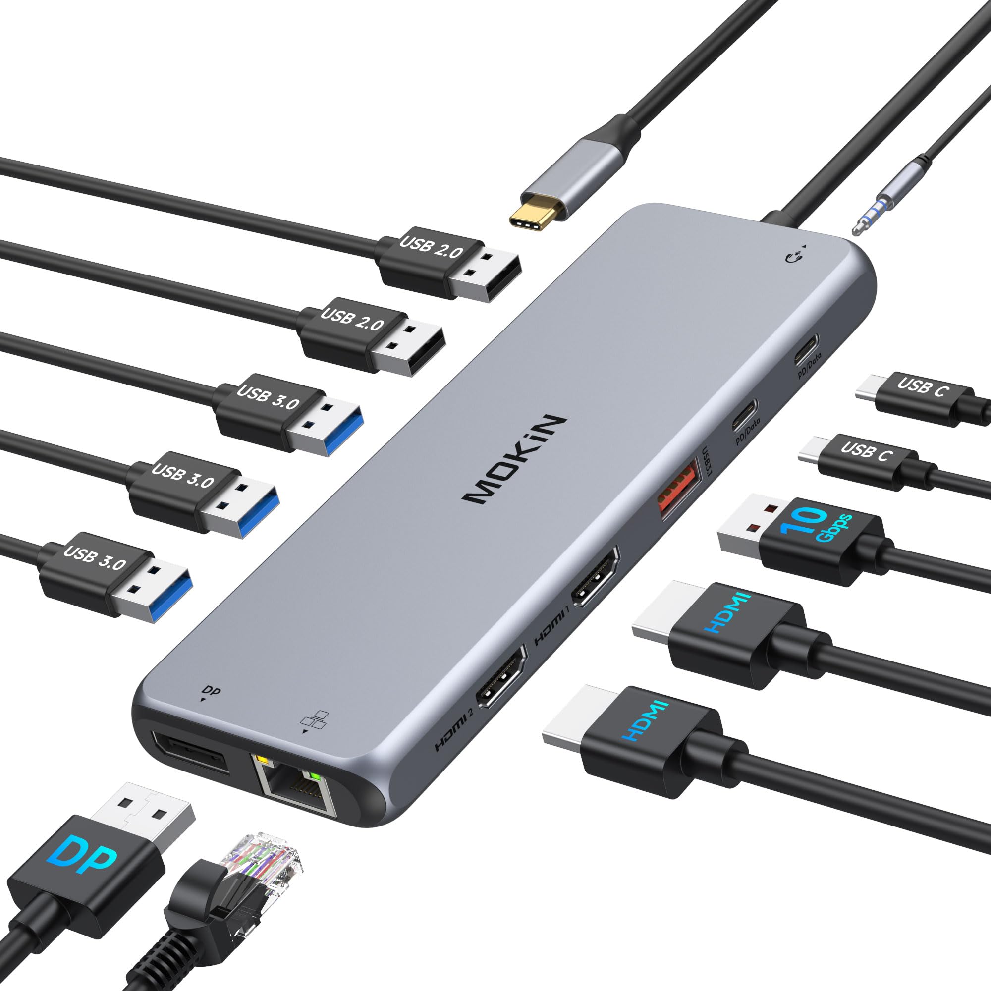 3 HDMI Docking Station 3 Monitors USB C Hub Laptop Dual Monitor Multiport Adapter Dock DongleUSB C to 3 HDMIPD ChargingEthernet4 USB C/A 3.1/2.0 PortsMicroSD/SD Audio for Dell/HP/Lenovo