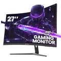 CRUA 27" Curved Gaming Monitor 180Hz/200Hz FHD 1080P VA Screen 1500R Computer Monitors 1ms(GTG) with FreeSync Low Motion Blur DisplayPort HDMI Support Wall Mount Install- Black