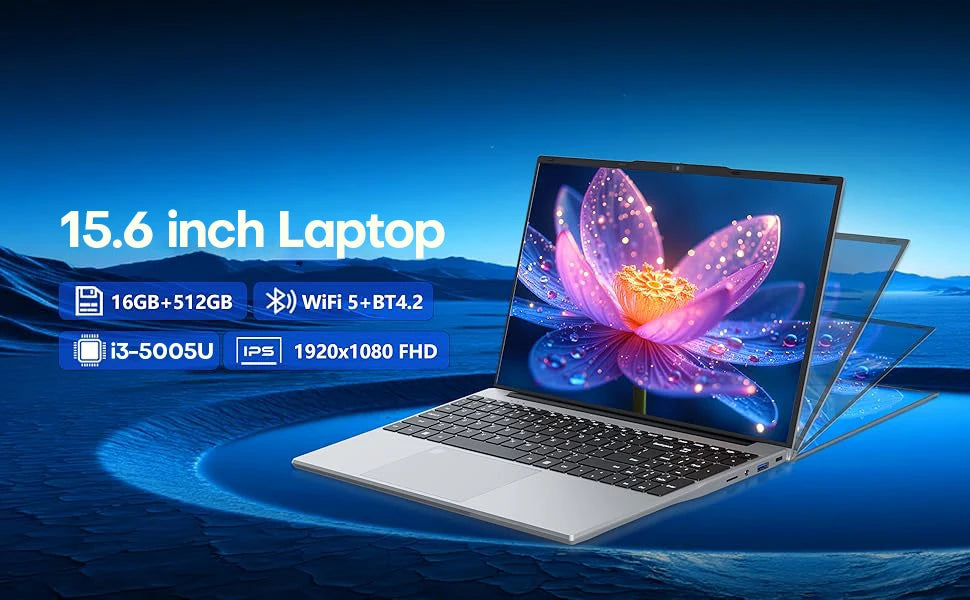 Windows 11 Pro Laptop Computer Intel Core i3-5005U 15.6" 16GB DDR 1TB SSD Laptops Office Computer PC Fingerprint Unlock Notebook