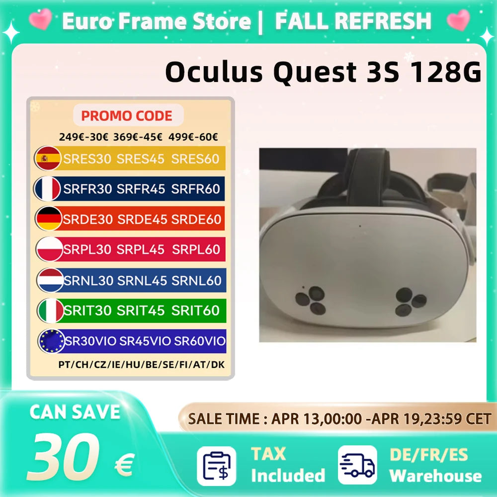 Oculus Quest3S 128G All-in-one Machine VR Glasses Meta Quest3 VR Motion Sensing Intelligent Helmet Game Machine Quest3s 128G