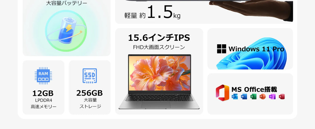 15.6 "Thin & Portable Laptop Computer Intel Celeron N4000 12GB RAM 256GB SSD FHD 1920x1080 16:9 Display For Work And Study