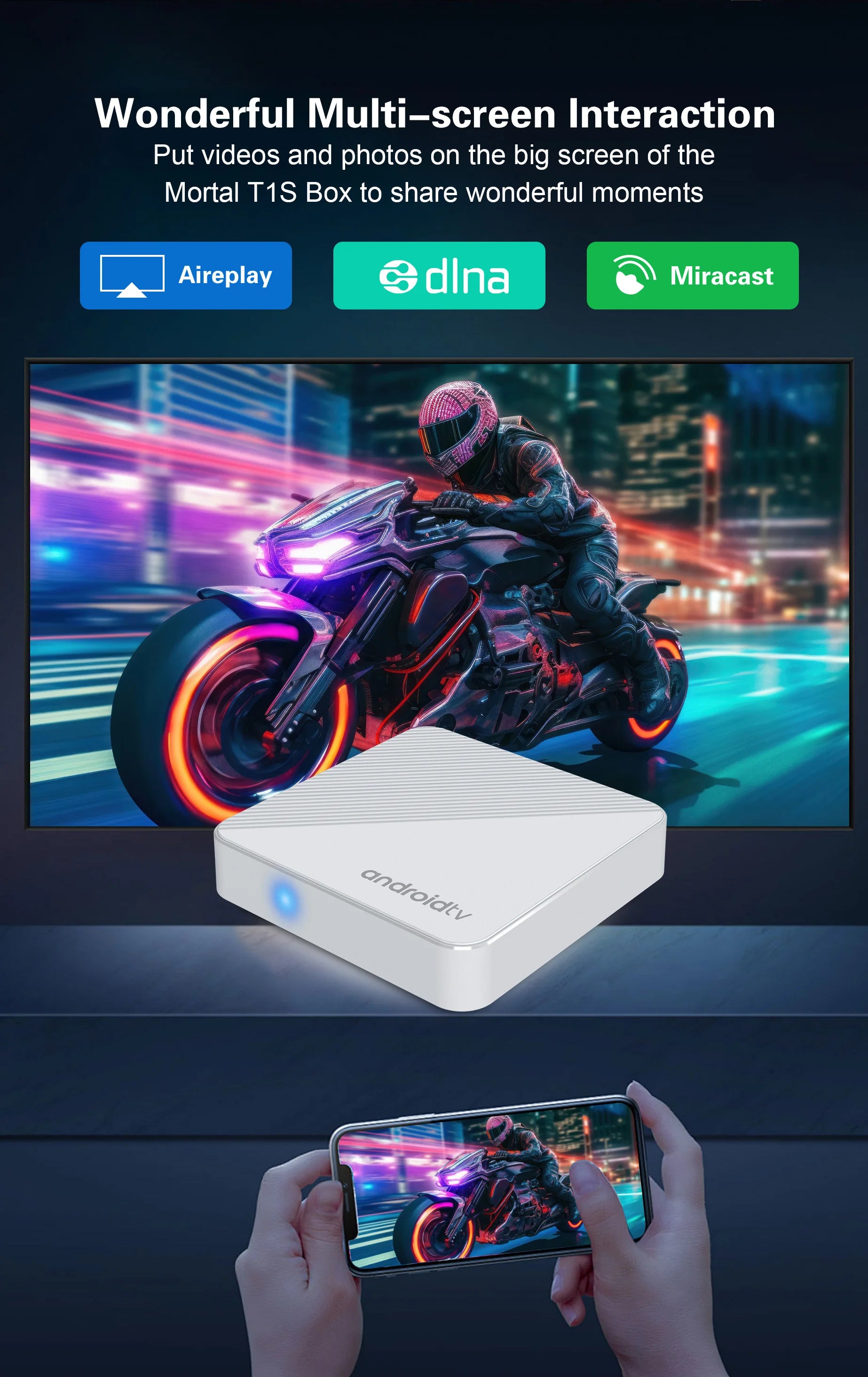 Mortal TV Box Android14 T1X Voice Netflix Chromecast Wifi 6 BT5.0 4K HDR10 Youtube H313 Streaming Media Player Games Set Top Box