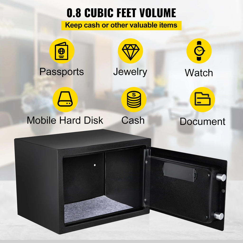 SucceBuy Fingerprint Locks Safe Deposit Box 0.8/2.1 Cubic Feet Digital Electronic Secret Hidden Piggy Bank for Money Guns File