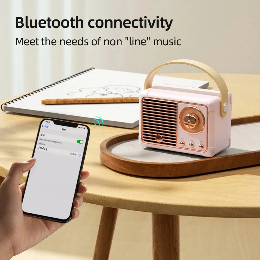 Retro Bluetooth Speaker Vintage Decor Wireless Card Portable Subwoofer Mini Outdoor Student Small Bluetooth Speaker
