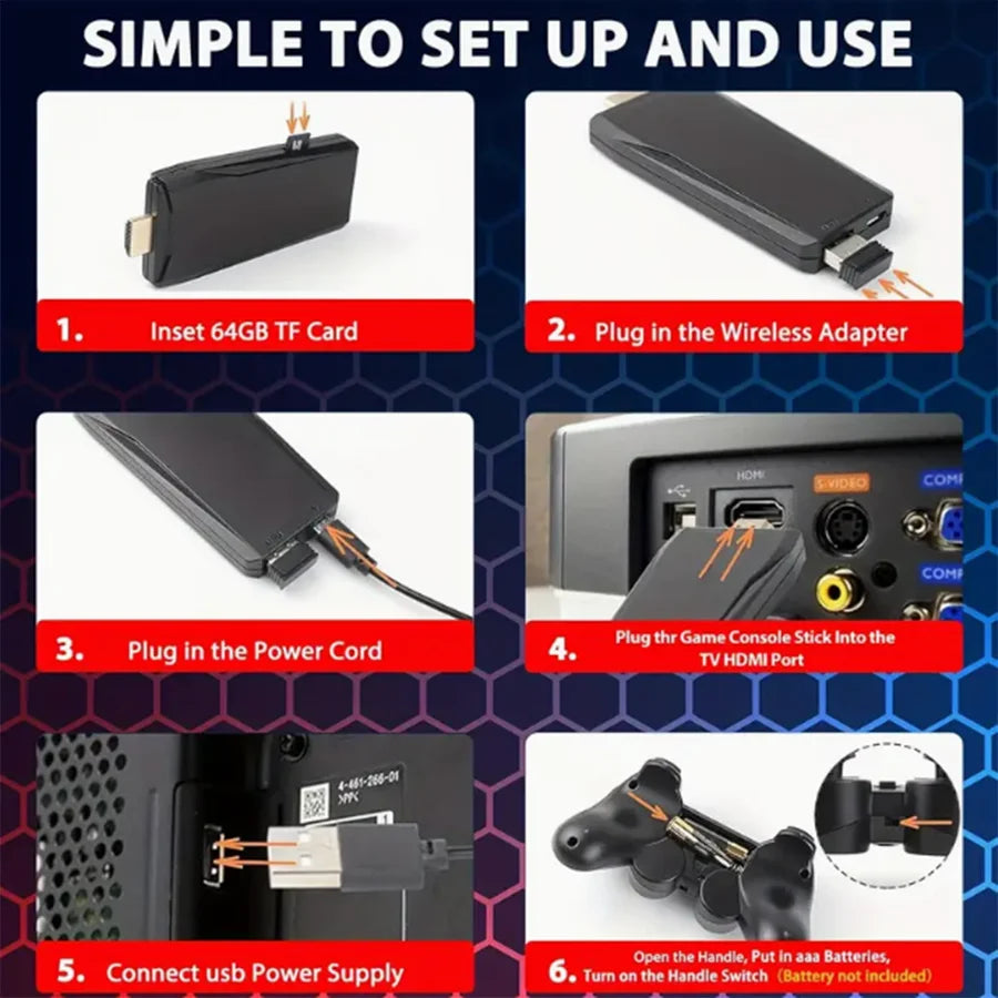 Wireless Video Game Stick 2.4G Dual  Joystick Console Gaming Stick 4K 20000+ Gaming Retro Gaming Thanksgiving Gift