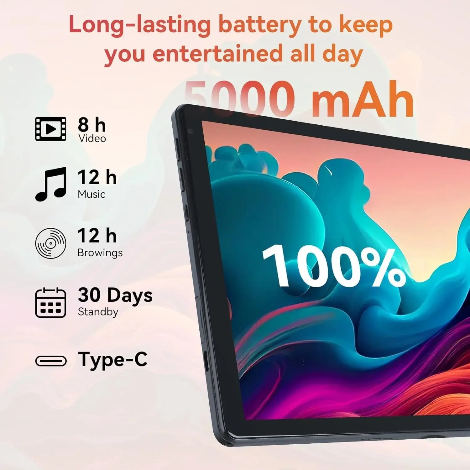 URAO 10 Inch Android 15 Tablet 8 Core Tablets 24GB+128GB 1TB Expansion WiFi6 5MP+8MP Stylus Keyboard Mouse Headphone PC PAD Set
