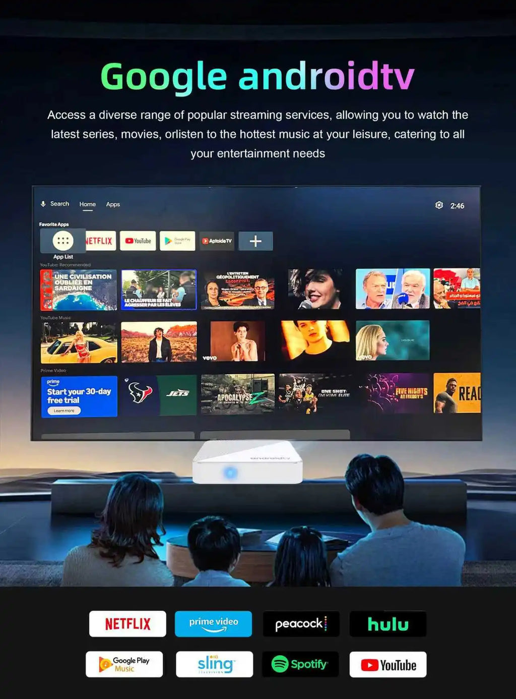 Mortal TV Box Android14 T1X Voice Netflix Chromecast Wifi 6 BT5.0 4K HDR10 Youtube H313 Streaming Media Player Games Set Top Box