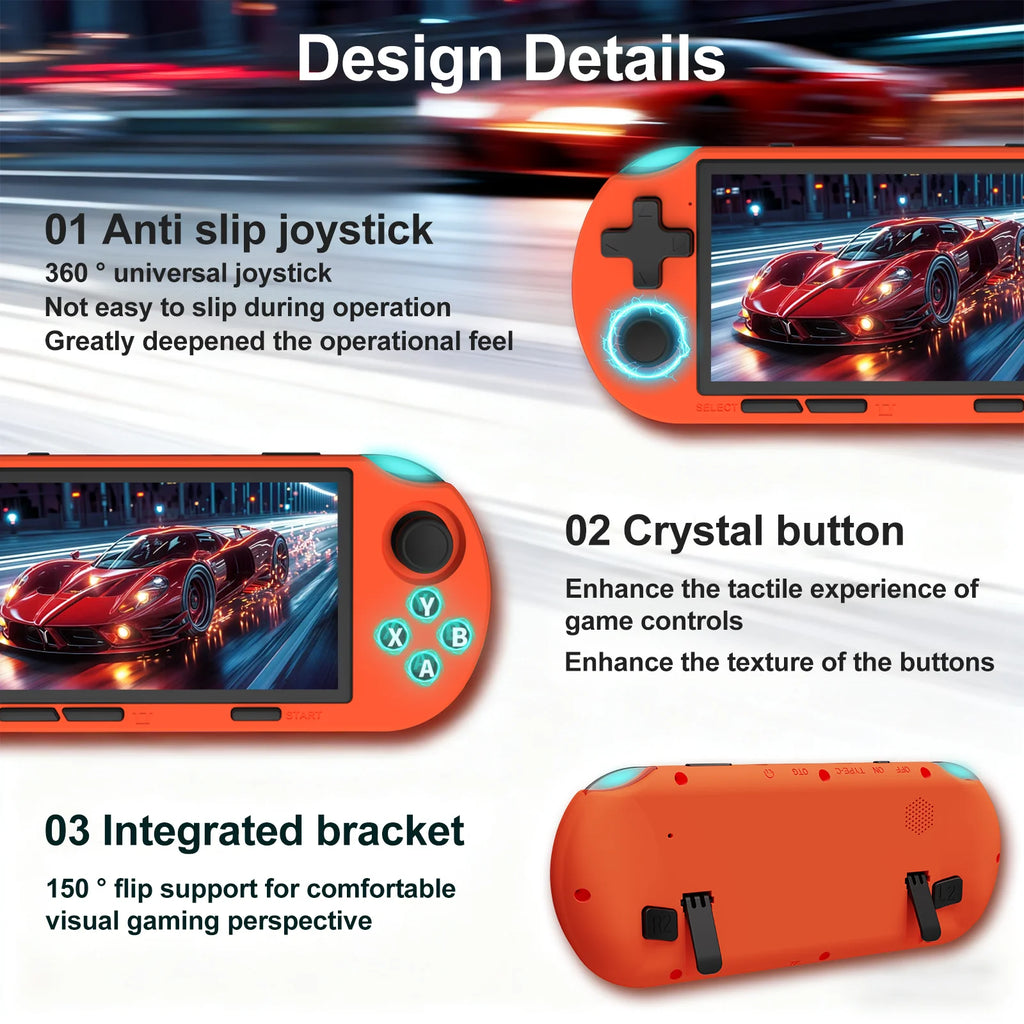 GAMINJA Handheld Portable Gaming Console 4.5Inch HD IPS Screen Display Retro Gaming System LED lights Built-in 12000 Games