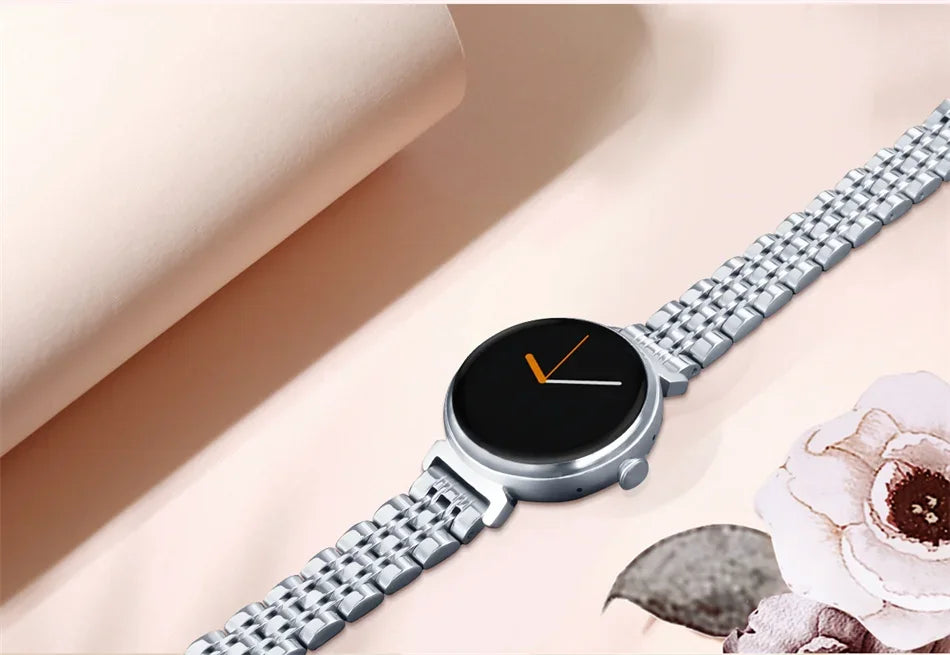 1.04 inch AMOLED Screen Fashion Ladies Smart Watch Screen Always Display Bluetooth Call Smartwatch Metal Body Small Screen Watch