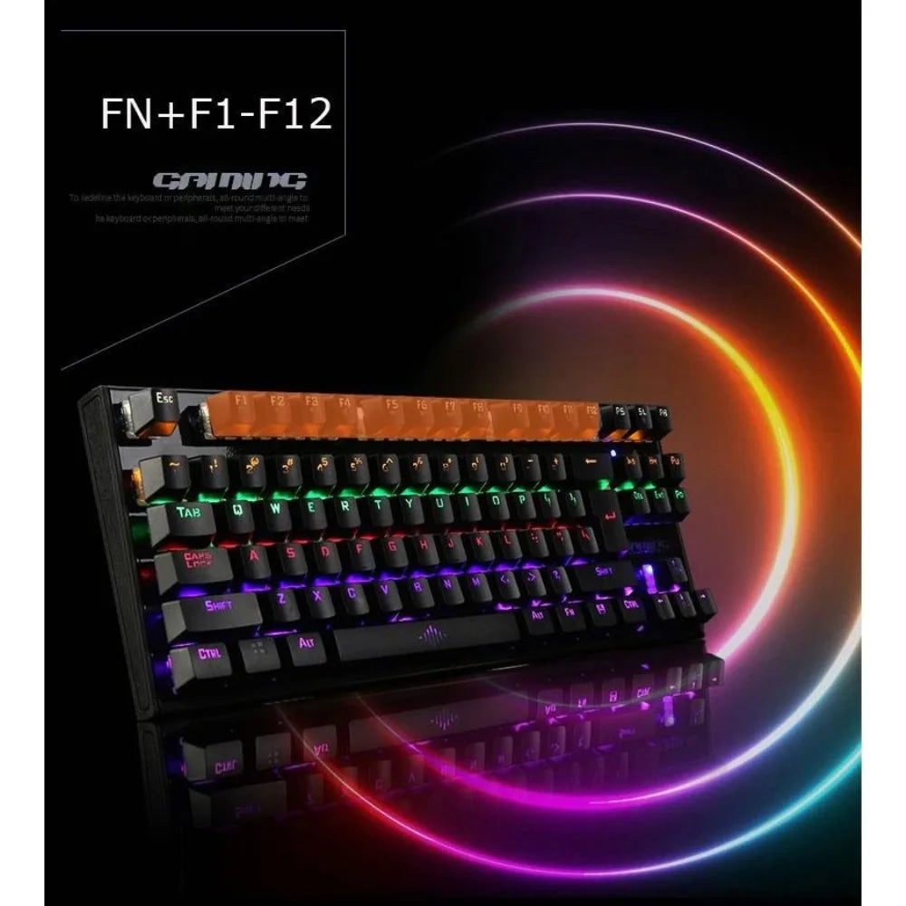 Gaming Keyboard Mechanical 26 Keys USB Wired Anti Ghosting RGB LED Backlit Ergonomic Programmable Durable Responsive Gamer