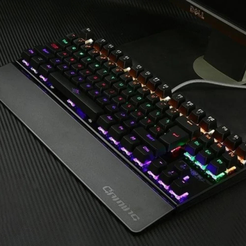 Gaming Keyboard Mechanical 26 Keys USB Wired Anti Ghosting RGB LED Backlit Ergonomic Programmable Durable Responsive Gamer