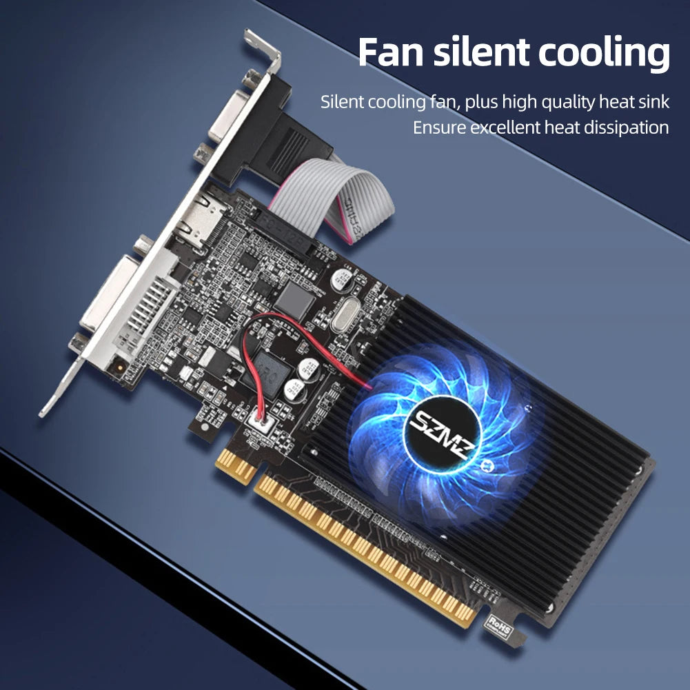 GT210 1G Video Card with DVI VGA HDMI-Compatibe Port Low Profile Graphics Card 64Bit DDR3 PIC Express2.0 for PC Gaming