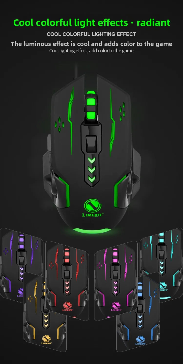 1pc V7 Mechanical Gaming Mouse with LED Lights, Wired Notebook Mouse for Laptop & Desktop Computers, Ambidextrous Plastic Design