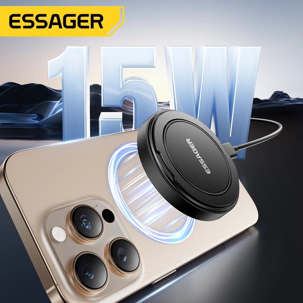 Essager Magnetic Wireless Charger With Holder 15W Fast Charging For iPhone 13+ / Pro Max, Airpods, Mini Wireless Phone Charger