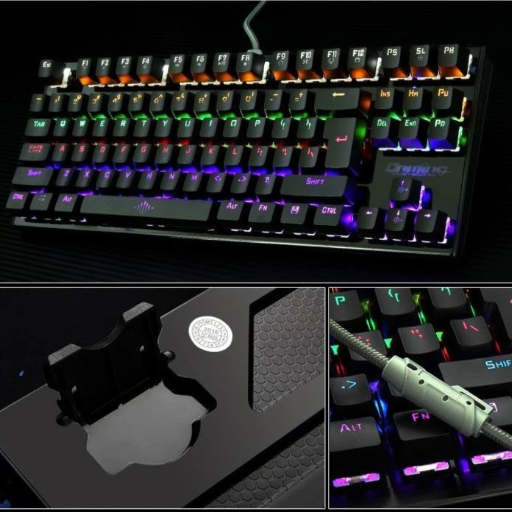 Gaming Keyboard Mechanical 26 Keys USB Wired Anti Ghosting RGB LED Backlit Ergonomic Programmable Durable Responsive Gamer