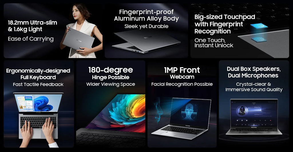 Blackview AceBook 8 Laptop 15.6"  Intel Processor N150 16GB RAM 512GB SSD + expansion up to 1TB Windows 11 Home 15.6"