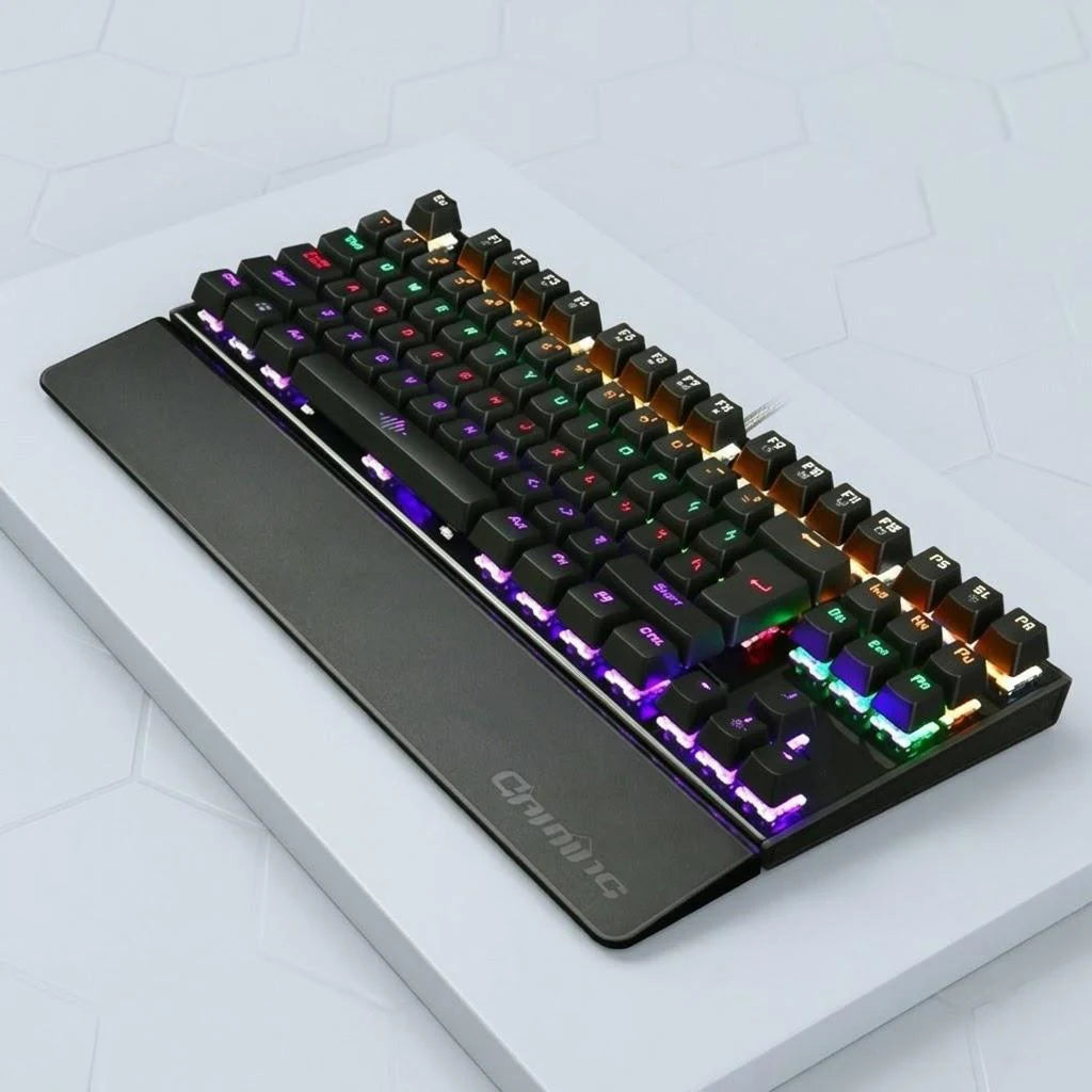 Gaming Keyboard Mechanical 26 Keys USB Wired Anti Ghosting RGB LED Backlit Ergonomic Programmable Durable Responsive Gamer