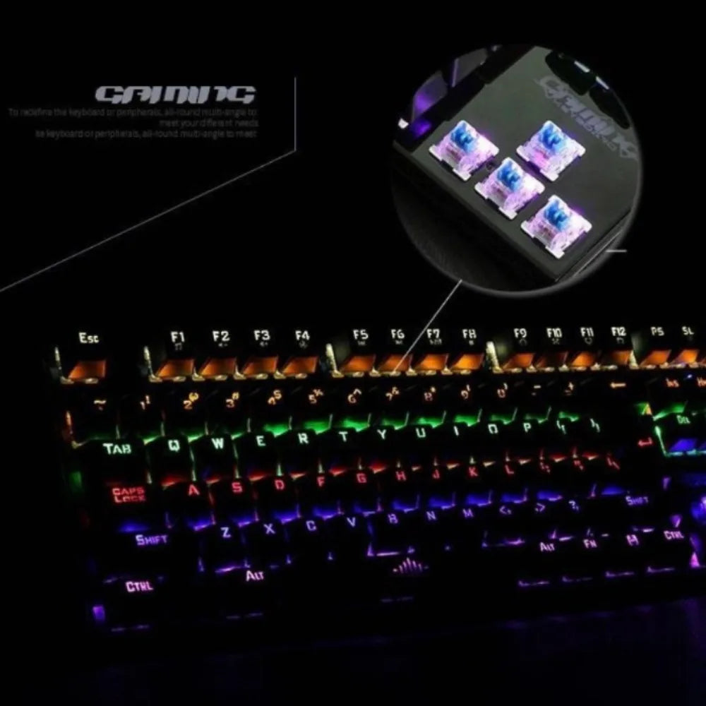 Gaming Keyboard Mechanical 26 Keys USB Wired Anti Ghosting RGB LED Backlit Ergonomic Programmable Durable Responsive Gamer