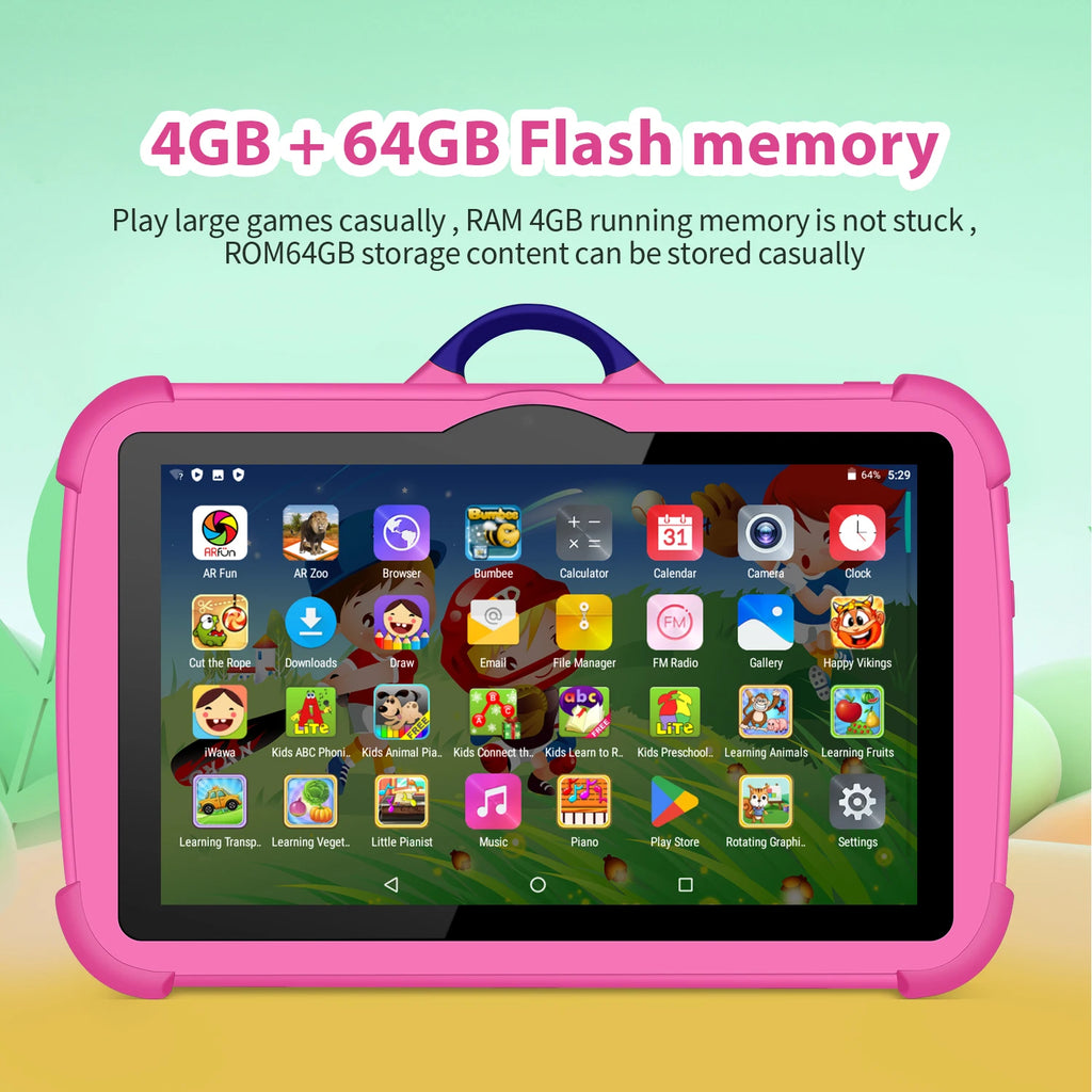 New 5G WiFi 7 Inch Google Tablet For Children Learning Education Kids Tablets Android 13 Quad Core 4GB+64GB Dual Cameras 4000mAh