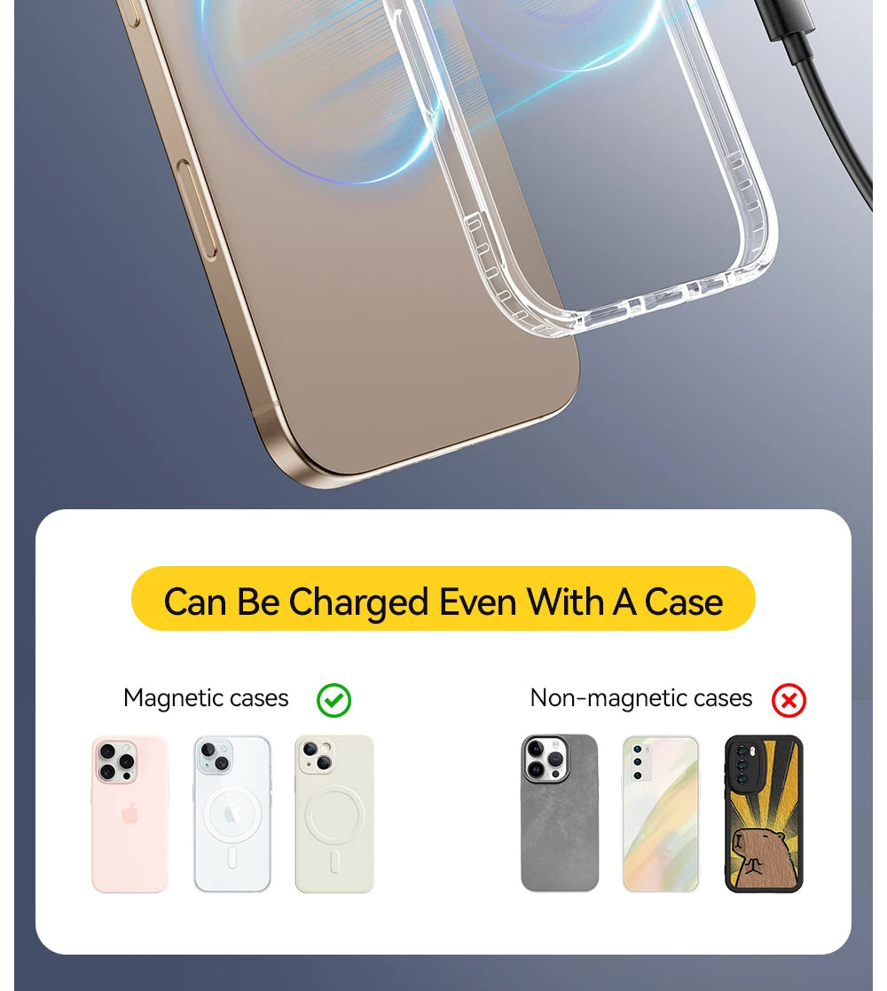 Essager Magnetic Wireless Charger With Holder 15W Fast Charging For iPhone 13+ / Pro Max, Airpods, Mini Wireless Phone Charger