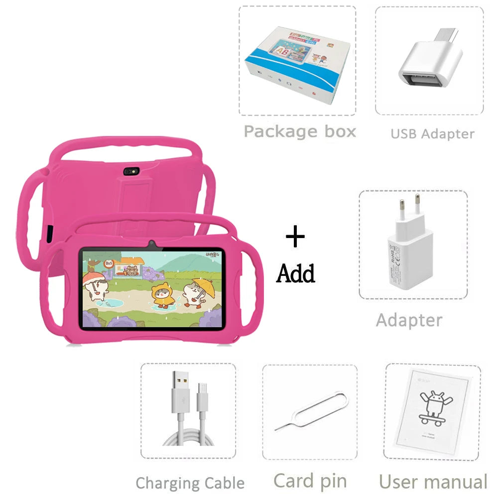 2024 New 5G WIFI Children's Tablet 4GB RAM 64GB ROM Portable Mini Tablet Quad Core Dual Camera 4000mAh Android 13
