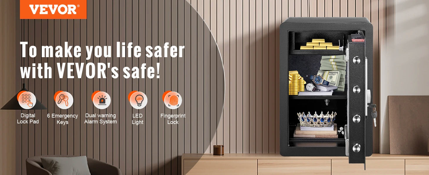 SucceBuy Electric Safe 2.2/1.8 Cubic Feet Fingerprint&Digital Security Cabinet Safe W/ Fire-proof Bag for Cash Jewelry Documents