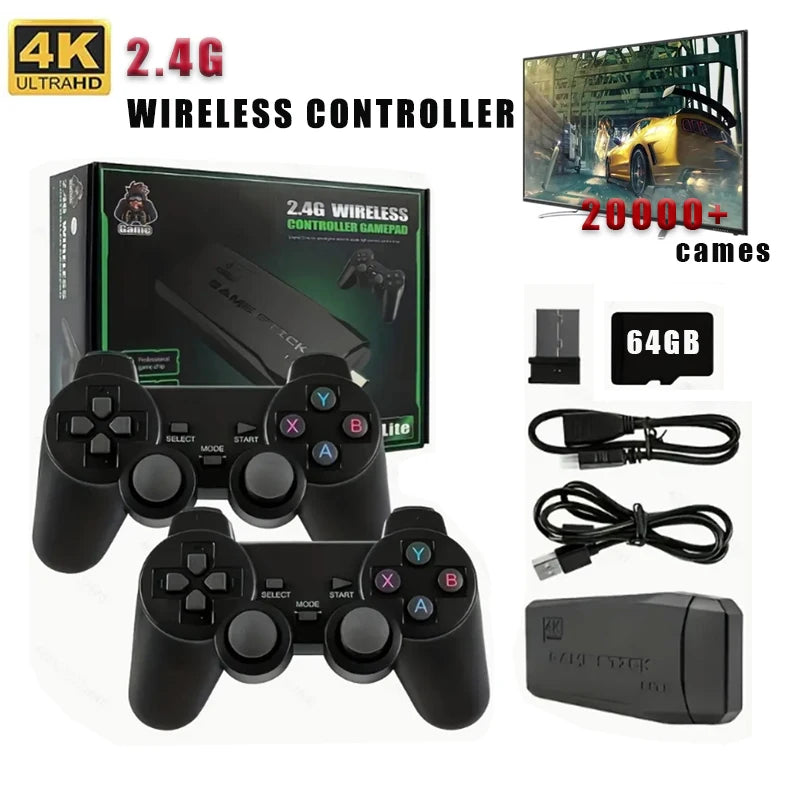 Wireless Video Game Stick 2.4G Dual  Joystick Console Gaming Stick 4K 20000+ Gaming Retro Gaming Thanksgiving Gift