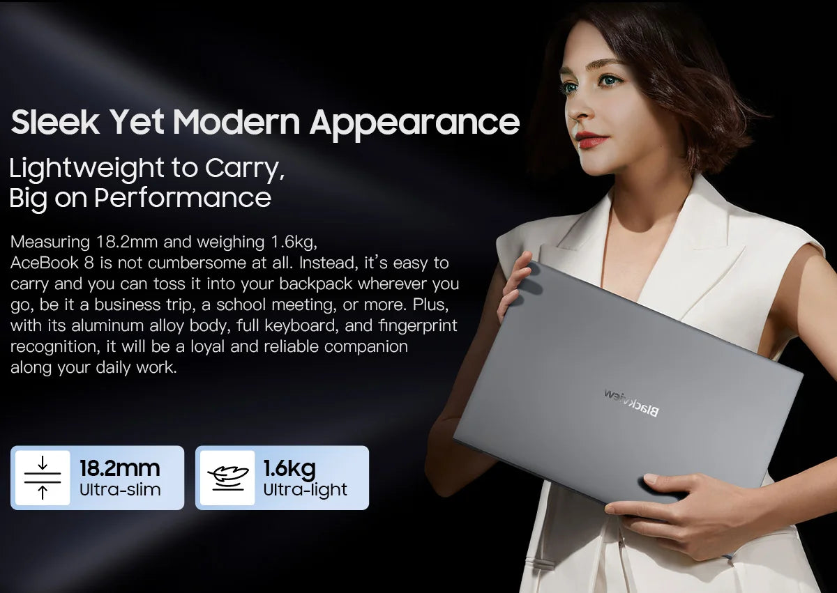 Blackview AceBook 8 Laptop 15.6"  Intel Processor N150 16GB RAM 512GB SSD + expansion up to 1TB Windows 11 Home 15.6"