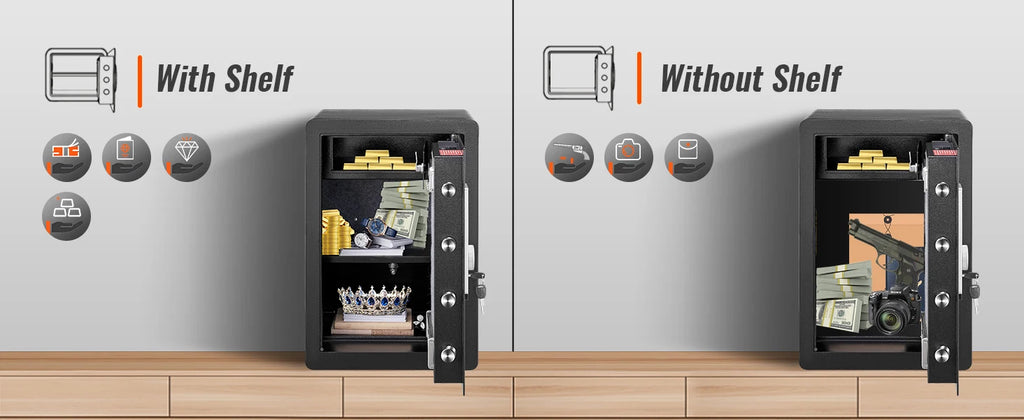 SucceBuy Electric Safe 2.2/1.8 Cubic Feet Fingerprint&Digital Security Cabinet Safe W/ Fire-proof Bag for Cash Jewelry Documents
