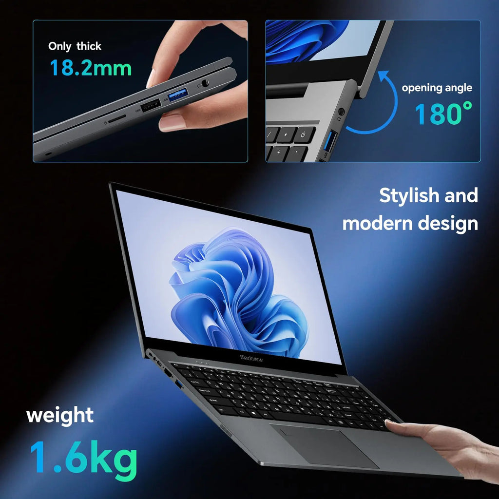 Blackview AceBook 8 Laptop 15.6"  Intel Processor N150 16GB RAM 512GB SSD + expansion up to 1TB Windows 11 Home 15.6"