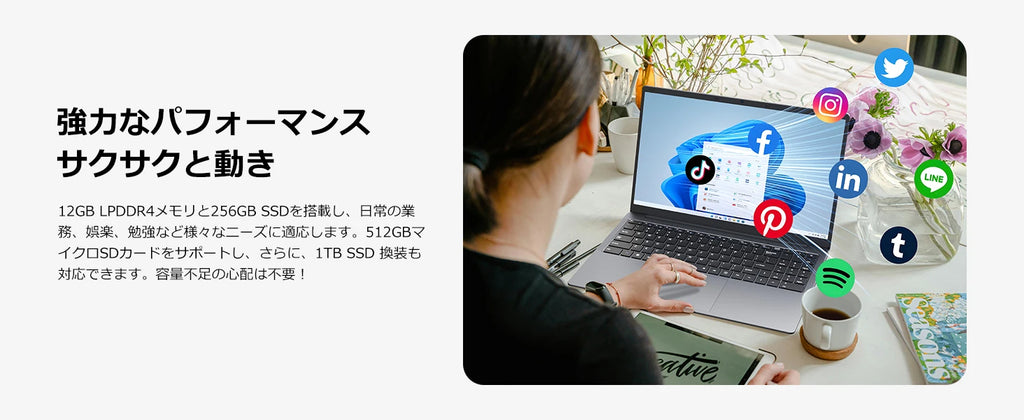 15.6 "Thin & Portable Laptop Computer Intel Celeron N4000 12GB RAM 256GB SSD FHD 1920x1080 16:9 Display For Work And Study