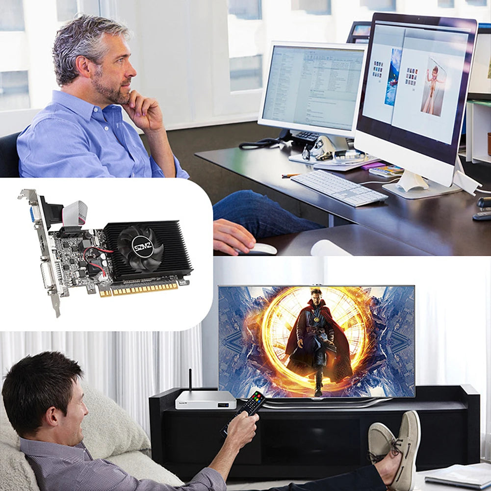 GT210 1G Video Card with DVI VGA HDMI-Compatibe Port Low Profile Graphics Card 64Bit DDR3 PIC Express2.0 for PC Gaming