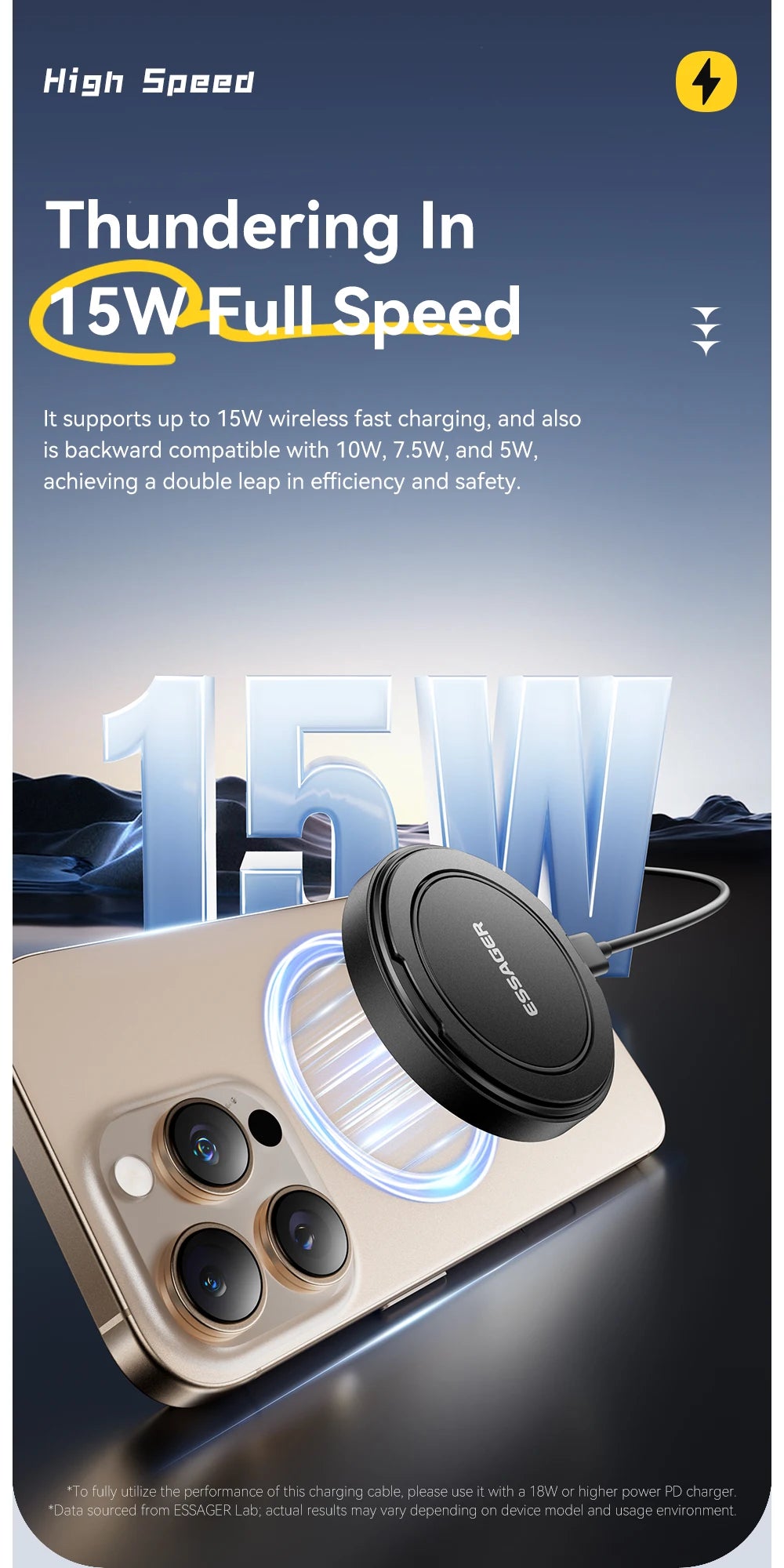 Essager Magnetic Wireless Charger With Holder 15W Fast Charging For iPhone 13+ / Pro Max, Airpods, Mini Wireless Phone Charger