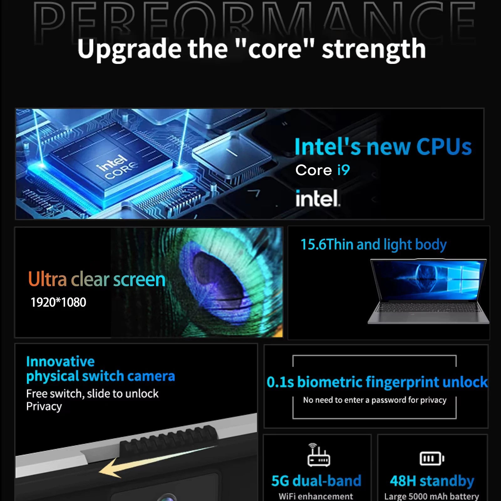 Xiaman 15.6" Portable Gaming Laptop Intel Core i9 8950HK i3 6100U Wins 11 Gamer PC 16GB RAM 1TB SSD Notebook Computer Laptops
