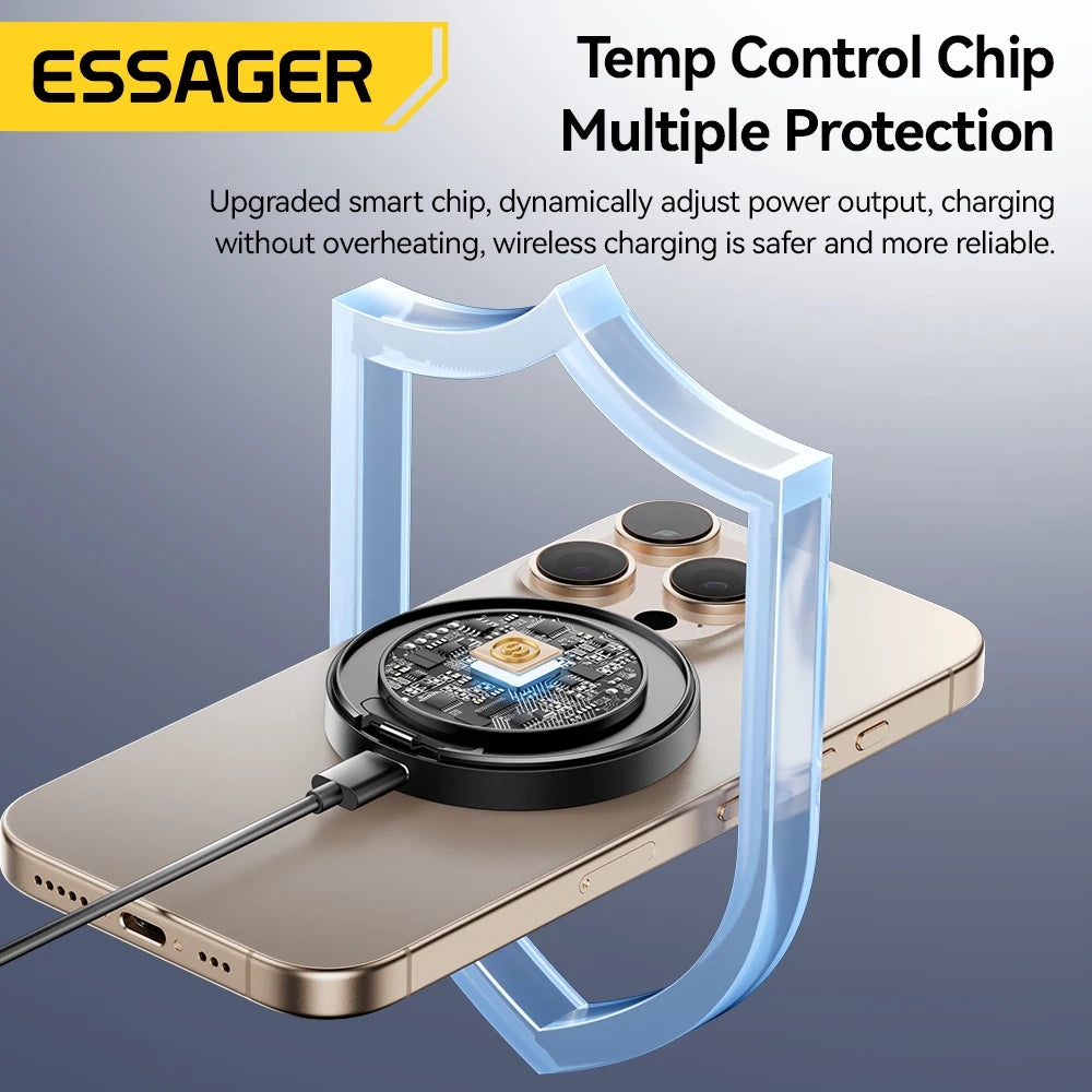 Essager Magnetic Wireless Charger With Holder 15W Fast Charging For iPhone 13+ / Pro Max, Airpods, Mini Wireless Phone Charger