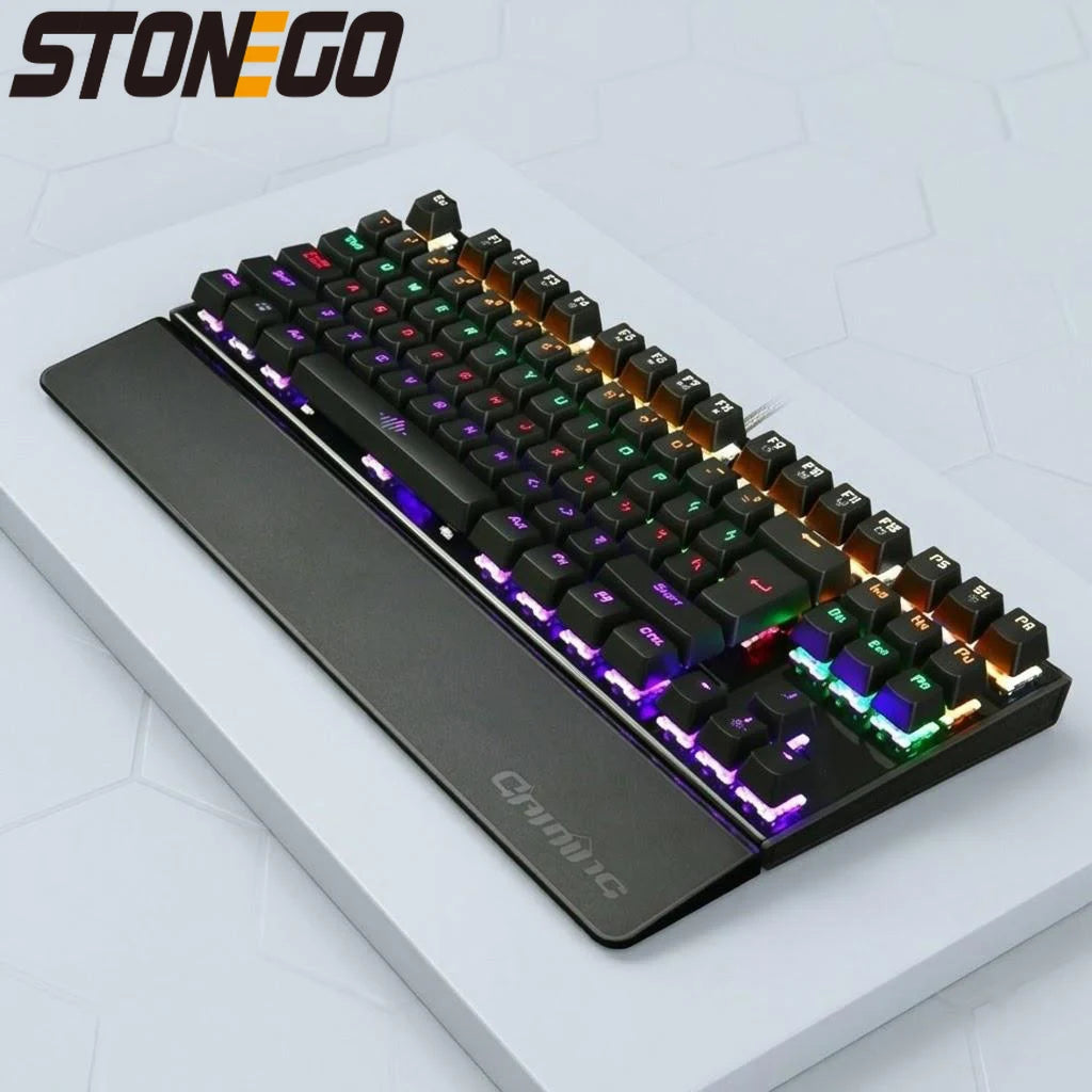 Gaming Keyboard Mechanical 26 Keys USB Wired Anti Ghosting RGB LED Backlit Ergonomic Programmable Durable Responsive Gamer