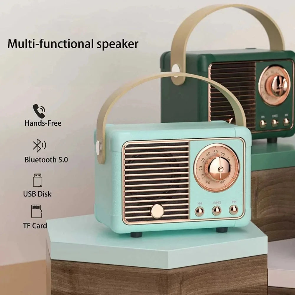 Retro Bluetooth Speaker Vintage Decor Wireless Card Portable Subwoofer Mini Outdoor Student Small Bluetooth Speaker