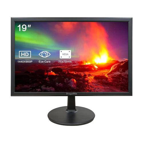 19 Inch PC Desktop Monitor 1440x900 Dual Built-in Speakers 60Hz 5ms Computer Display Low-Blue Light LED Monitors HDMI VGA VESA Mountable Business Screen Black