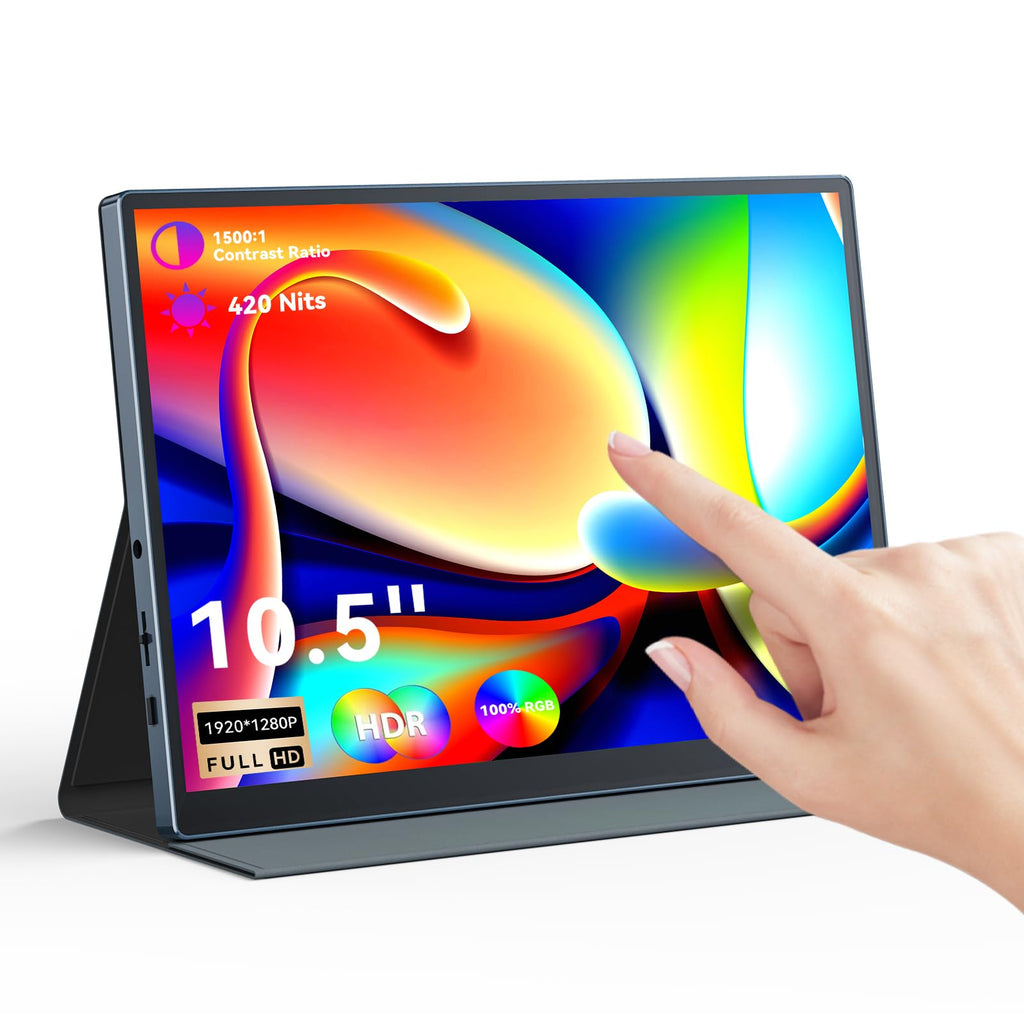 Eyoyo Portable Touchscreen Monitor 10.5 inch 1920x1280P IPS 10-Point Capacitive Touchscreen HD Display Small 10 inch USB-C Monitor Compatible with PC Laptop Smartphone Xbox Switch PS4/5