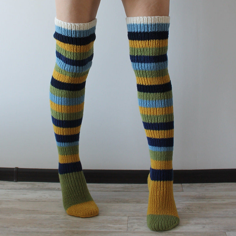 Y2K Striped Long Knee-high Knitted Socks for Women
