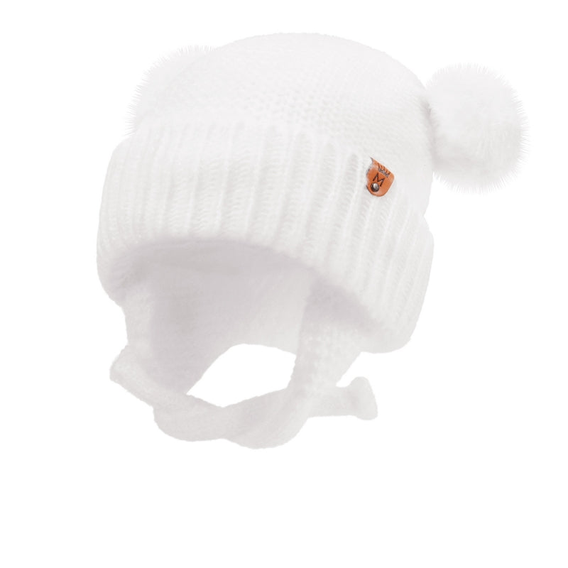 Cute Knitted Baby Hat with Double Ball and Ear Protection