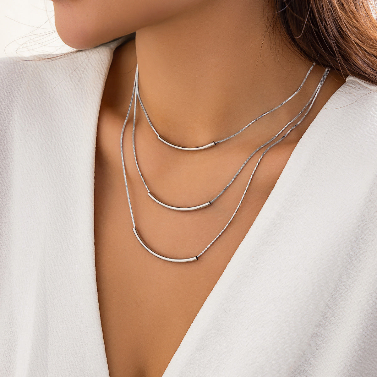Minimalist Metal Snake Chain Necklace for Layering