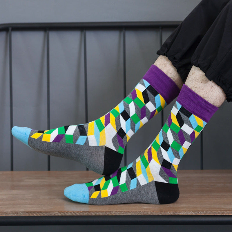 Men's Cotton Gradient Color Long Business Socks (1 Pair)