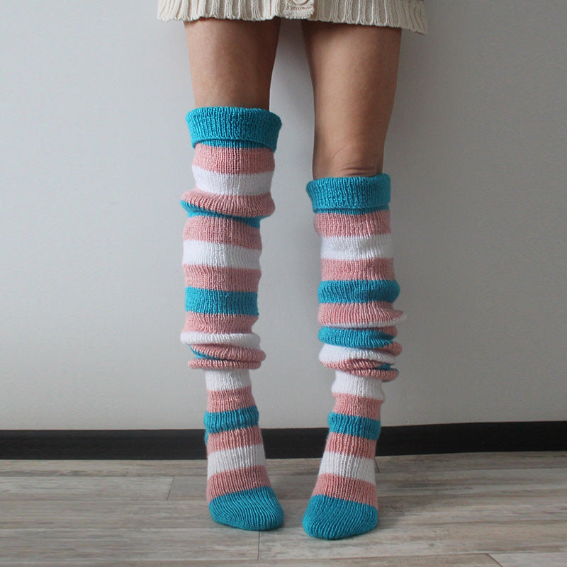 Y2K Striped Long Knee-high Knitted Socks for Women